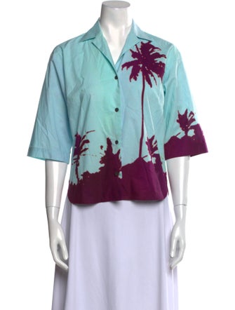 Dries Van Noten x Len Lye Printed Three-Quarter Sleeve Button-Up Top