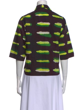 Dries Van Noten x Len Lye Printed Three-Quarter Sleeve Button-Up Top