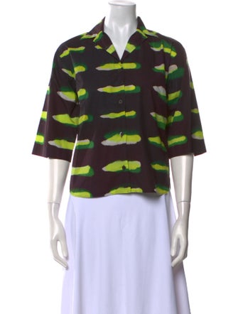Dries Van Noten x Len Lye Printed Three-Quarter Sleeve Button-Up Top