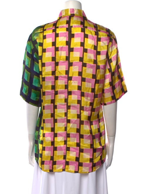 Dries Van Noten x Len Lye Plaid Print Short Sleeve Button-Up Top