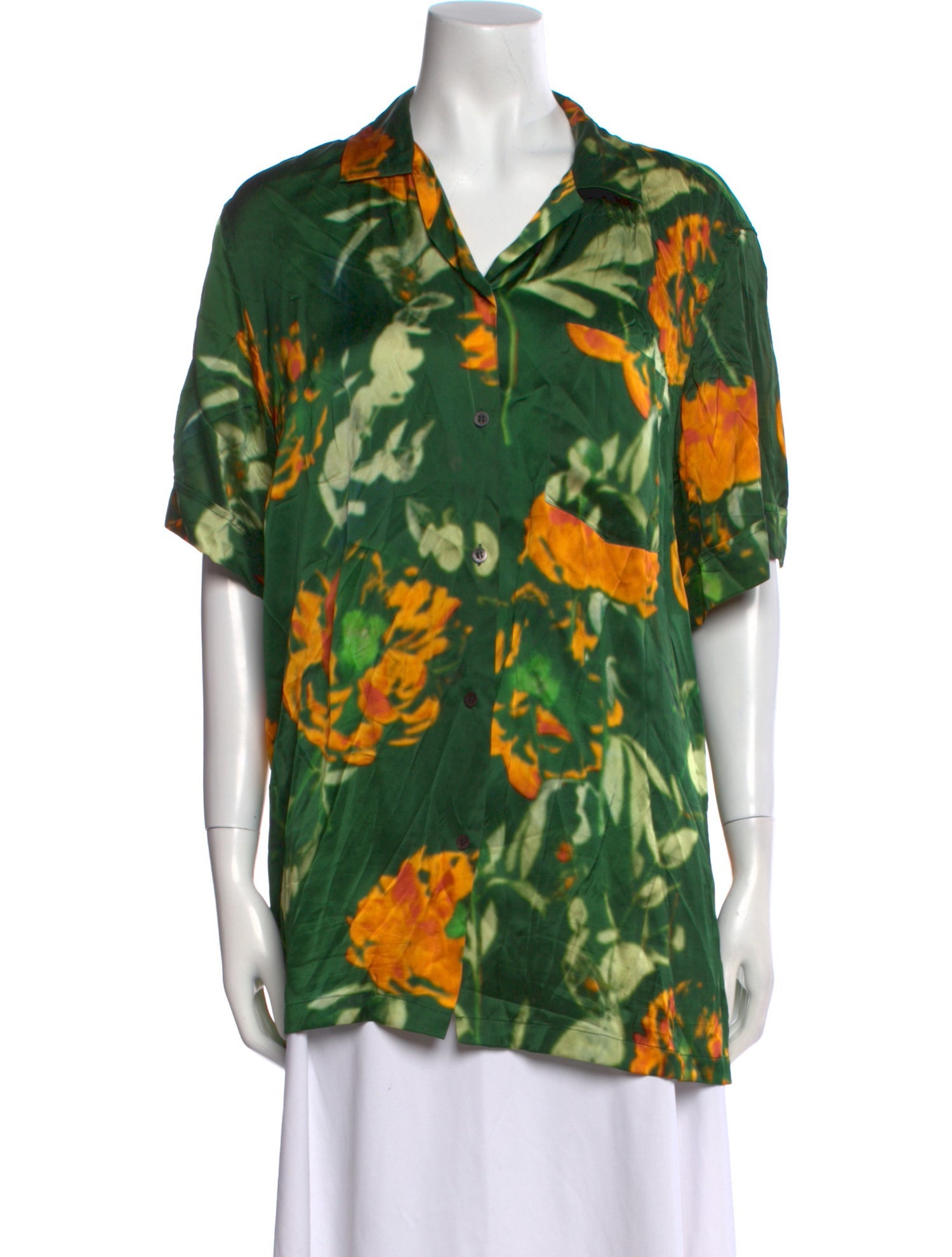 Dries Van Noten x Len Lye Floral Print V-Neck Blouse