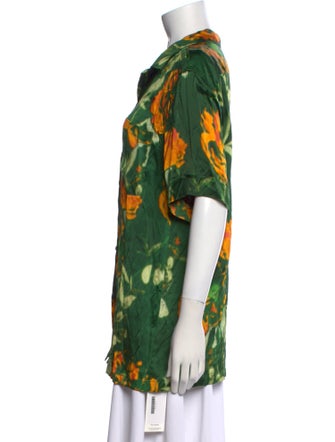 Dries Van Noten x Len Lye Floral Print V-Neck Blouse