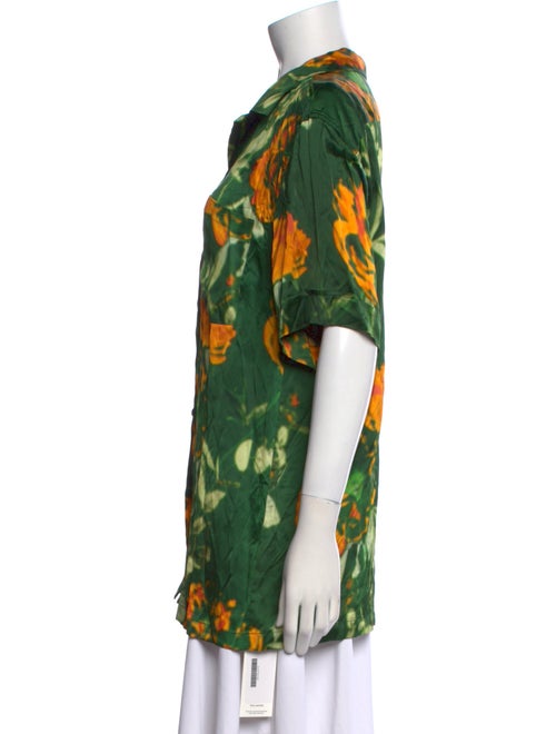 Dries Van Noten x Len Lye Floral Print V-Neck Blouse