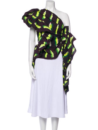 Dries Van Noten x Len Lye Printed One-Shoulder Blouse