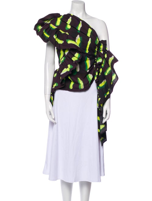 Dries Van Noten x Len Lye Printed One-Shoulder Blouse