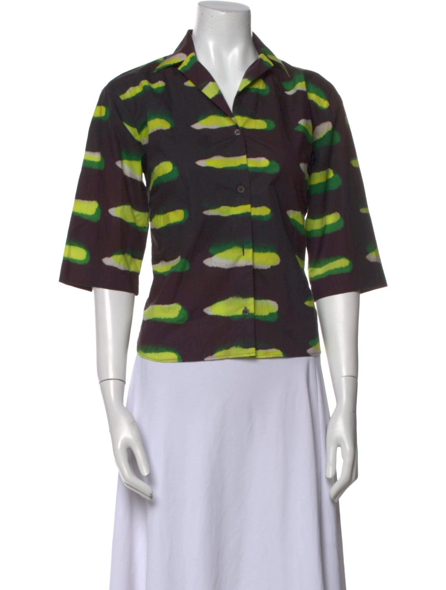 Dries Van Noten x Len Lye Printed Three-Quarter Sleeve Button-Up Top