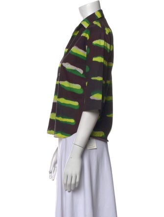 Dries Van Noten x Len Lye Printed Three-Quarter Sleeve Button-Up Top