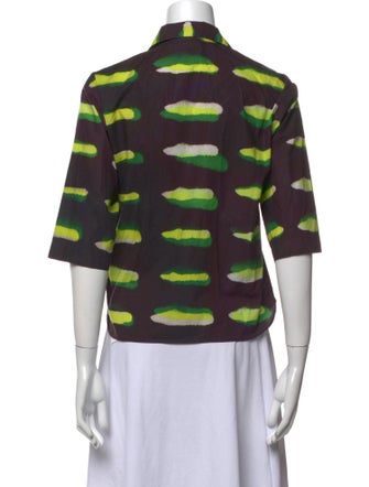 Dries Van Noten x Len Lye Printed Three-Quarter Sleeve Button-Up Top