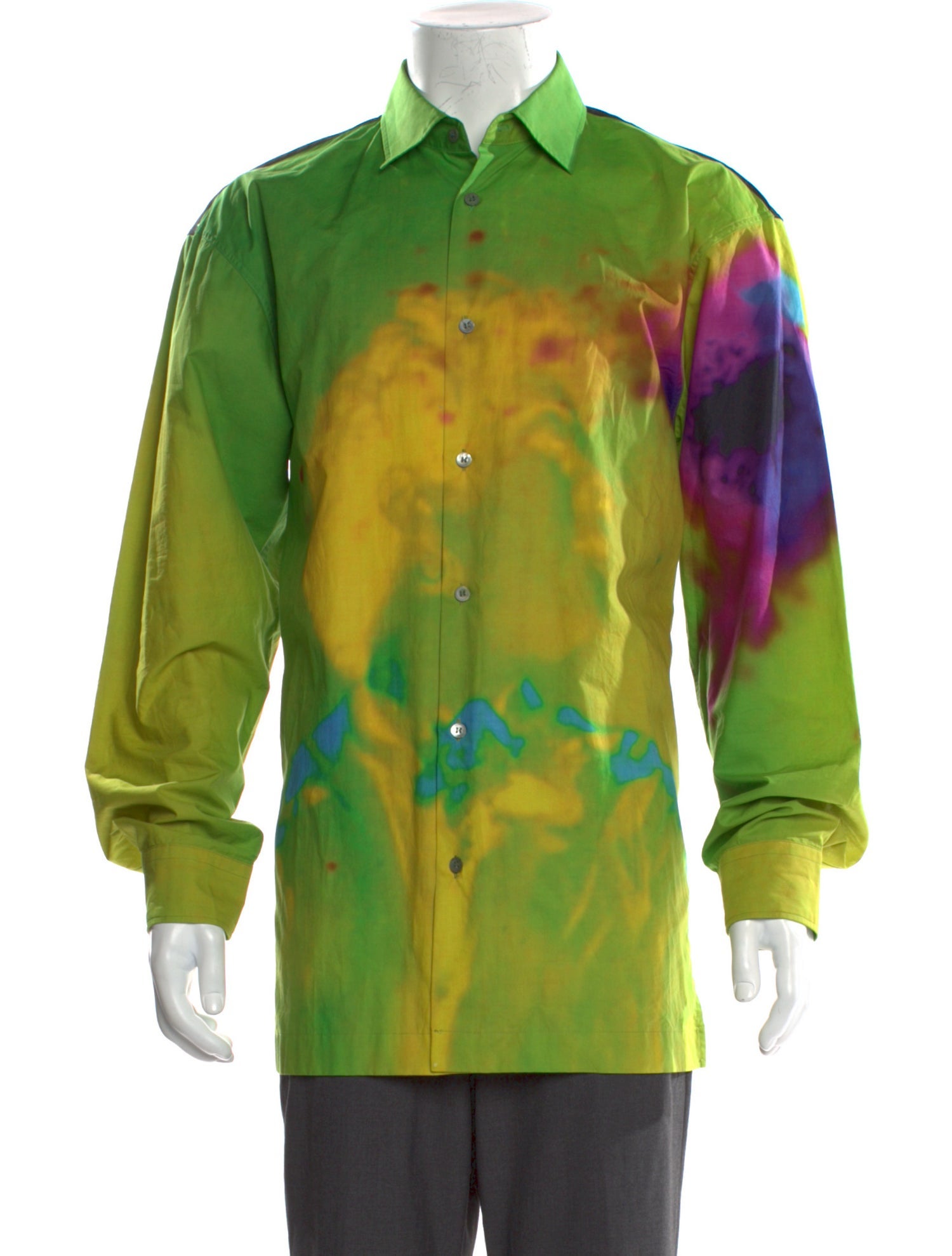 Dries Van Noten x Len Lye Tie-Dye Print Long Sleeve Dress Shirt