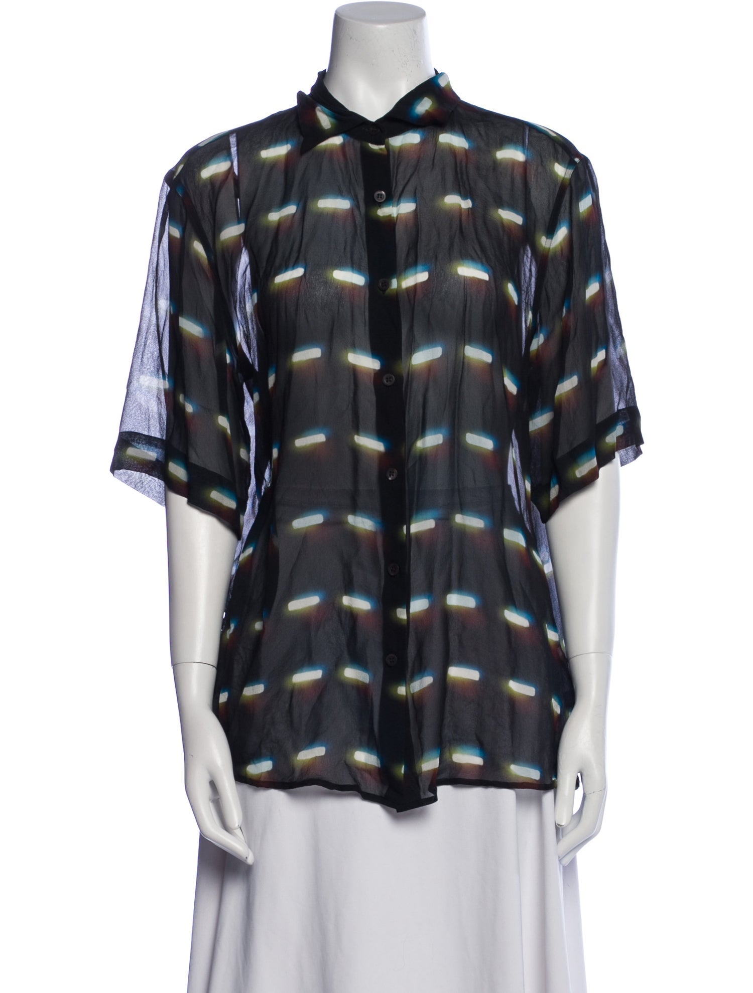 Dries Van Noten x Len Lye Silk Plaid Print Button-Up Top