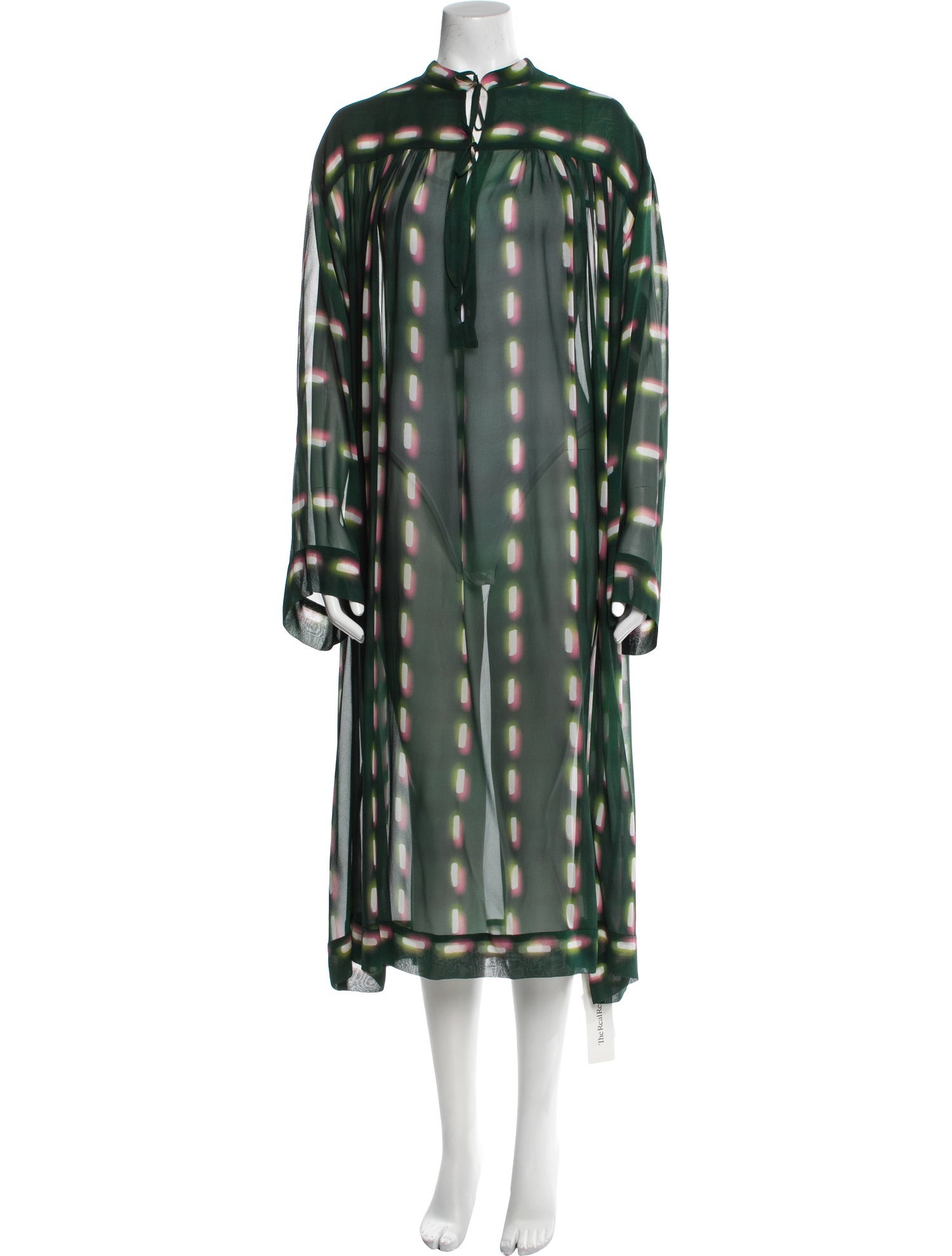 Dries Van Noten x Len Lye Tie-Dye Print Mesh Accents Nightgown