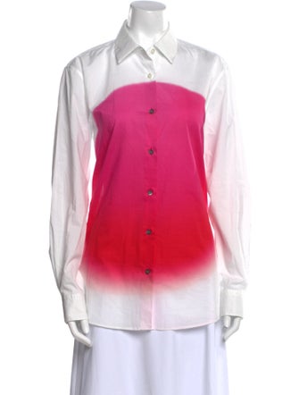 Dries Van Noten x Len Lye Colorblock Pattern Long Sleeve Button-Up Top