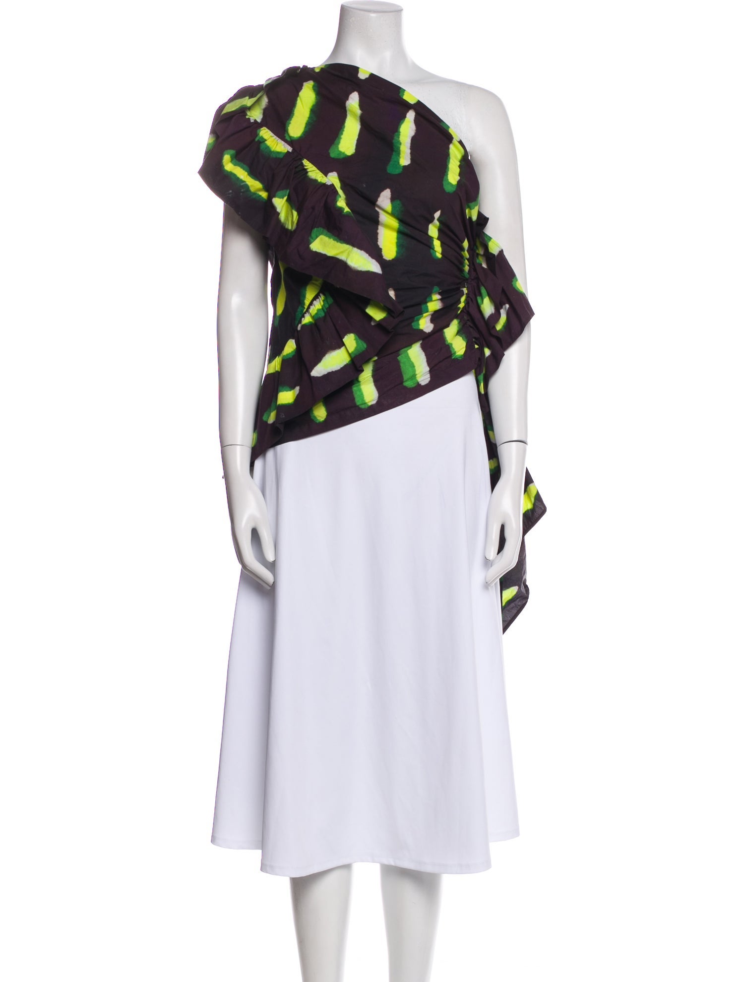 Dries Van Noten x Len Lye Printed One-Shoulder Crop Top