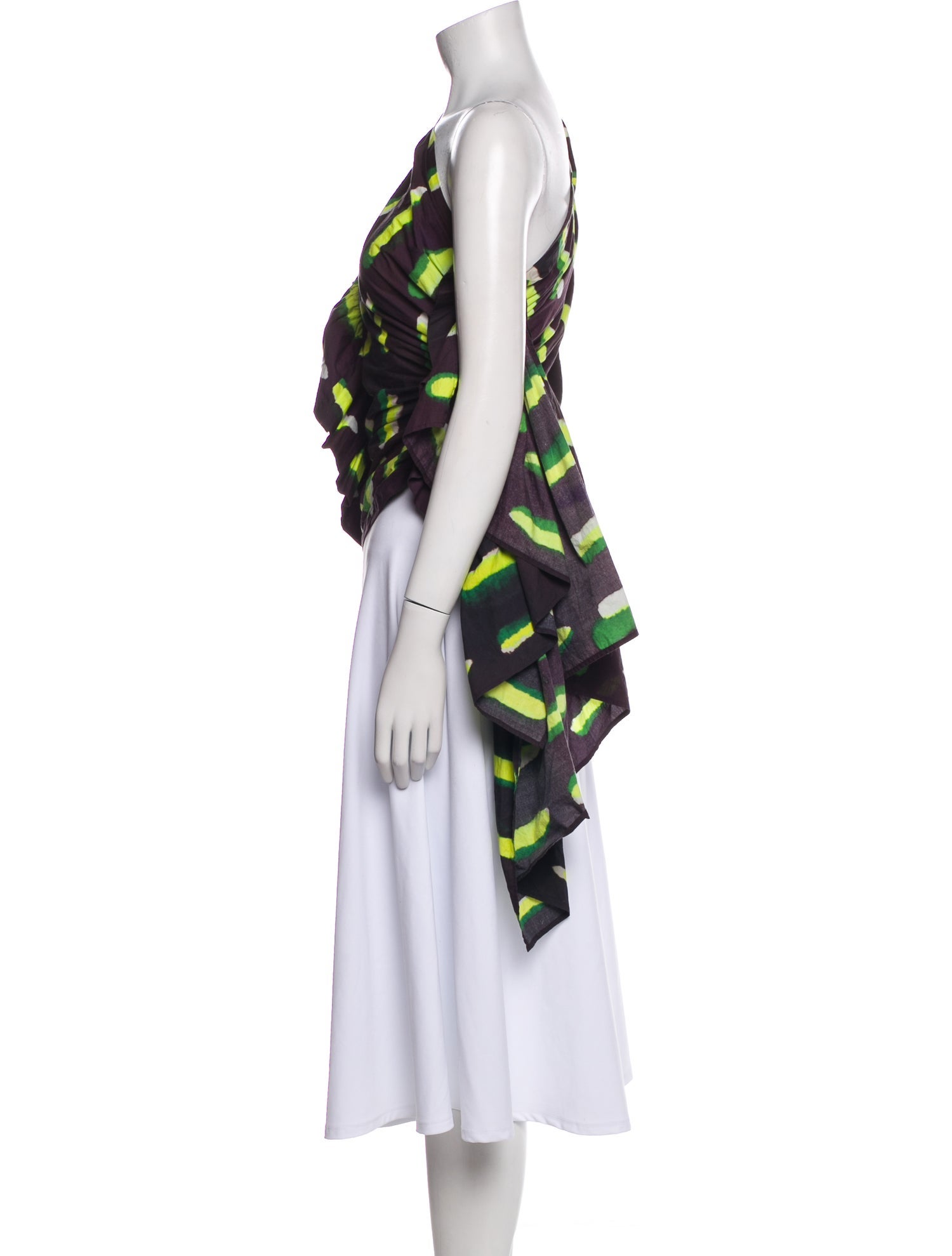 Dries Van Noten x Len Lye Printed One-Shoulder Crop Top