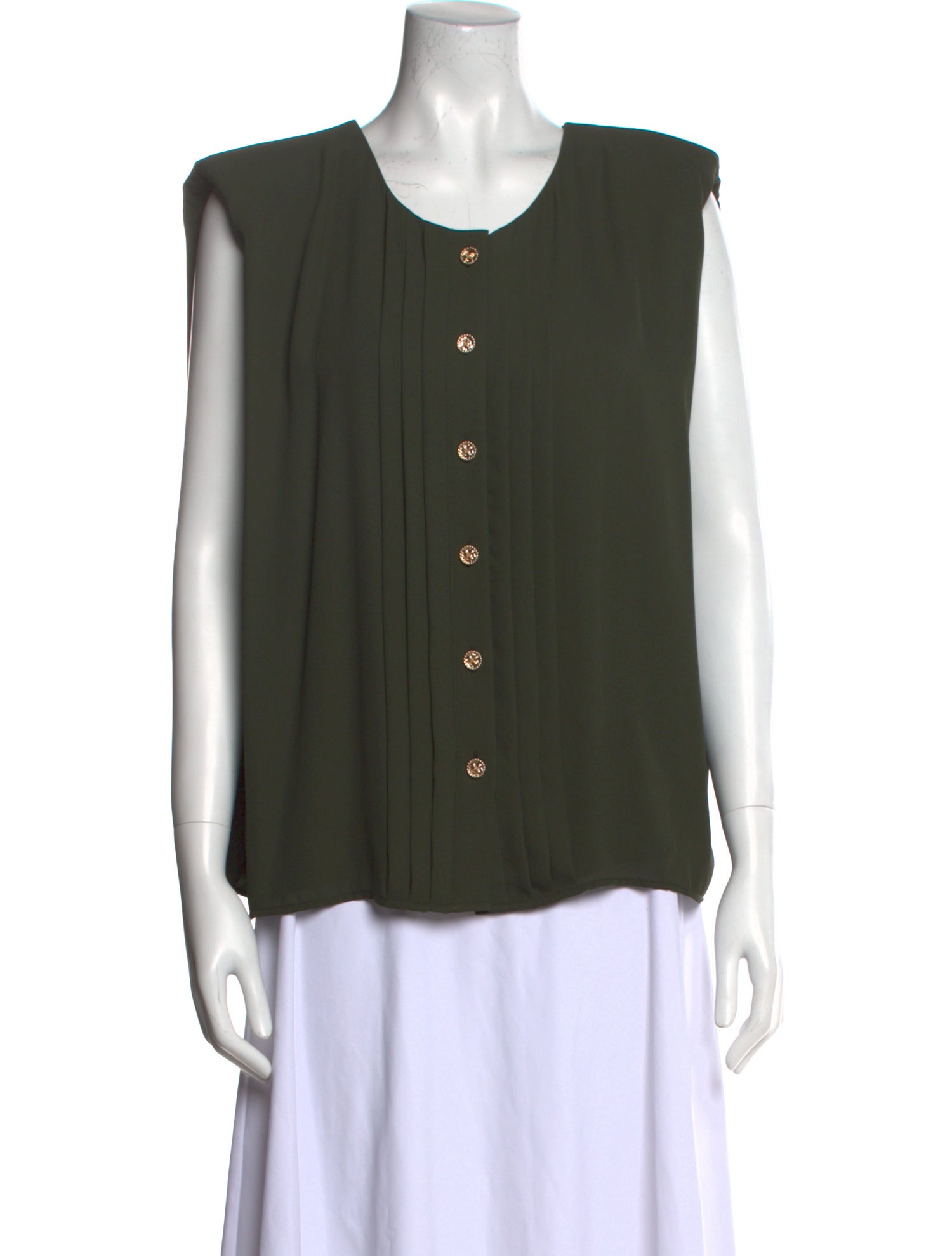 Edward Achour Scoop Neck Sleeveless Blouse
