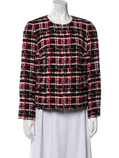 Edward Achour Wool Plaid Print Evening Jacket