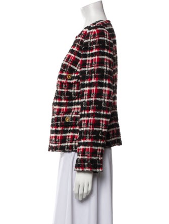 Edward Achour Wool Plaid Print Evening Jacket
