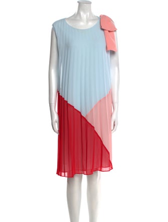 Edward Achour Colorblock Pattern Knee-Length Dress