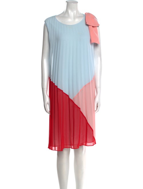Edward Achour Colorblock Pattern Knee-Length Dress