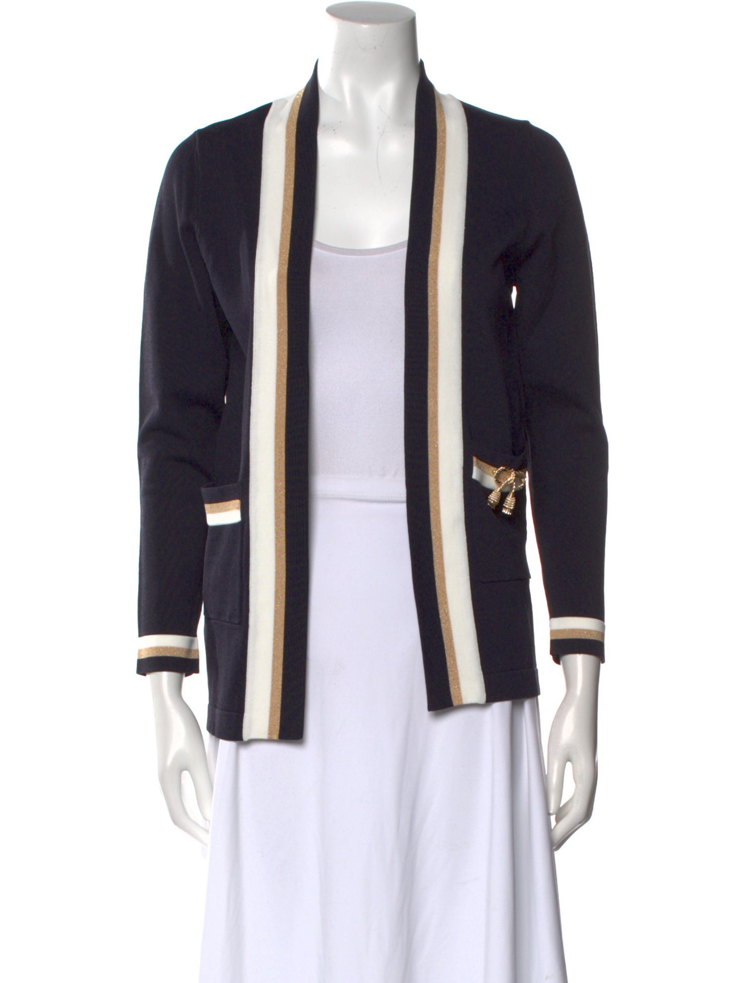 Edward Achour Striped Open Front Sweater