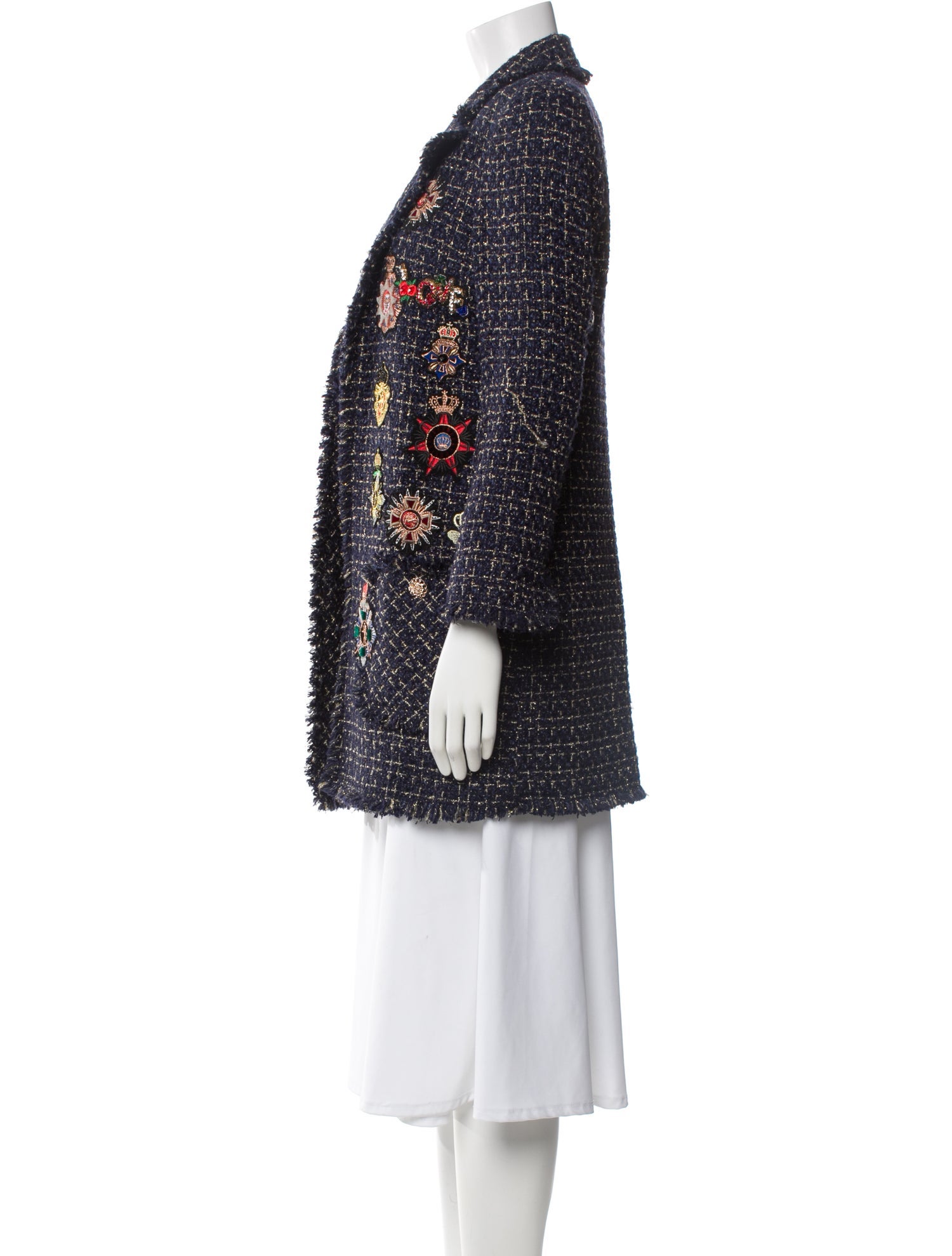 Edward Achour Tweed Pattern Raw-Edge Trim Set