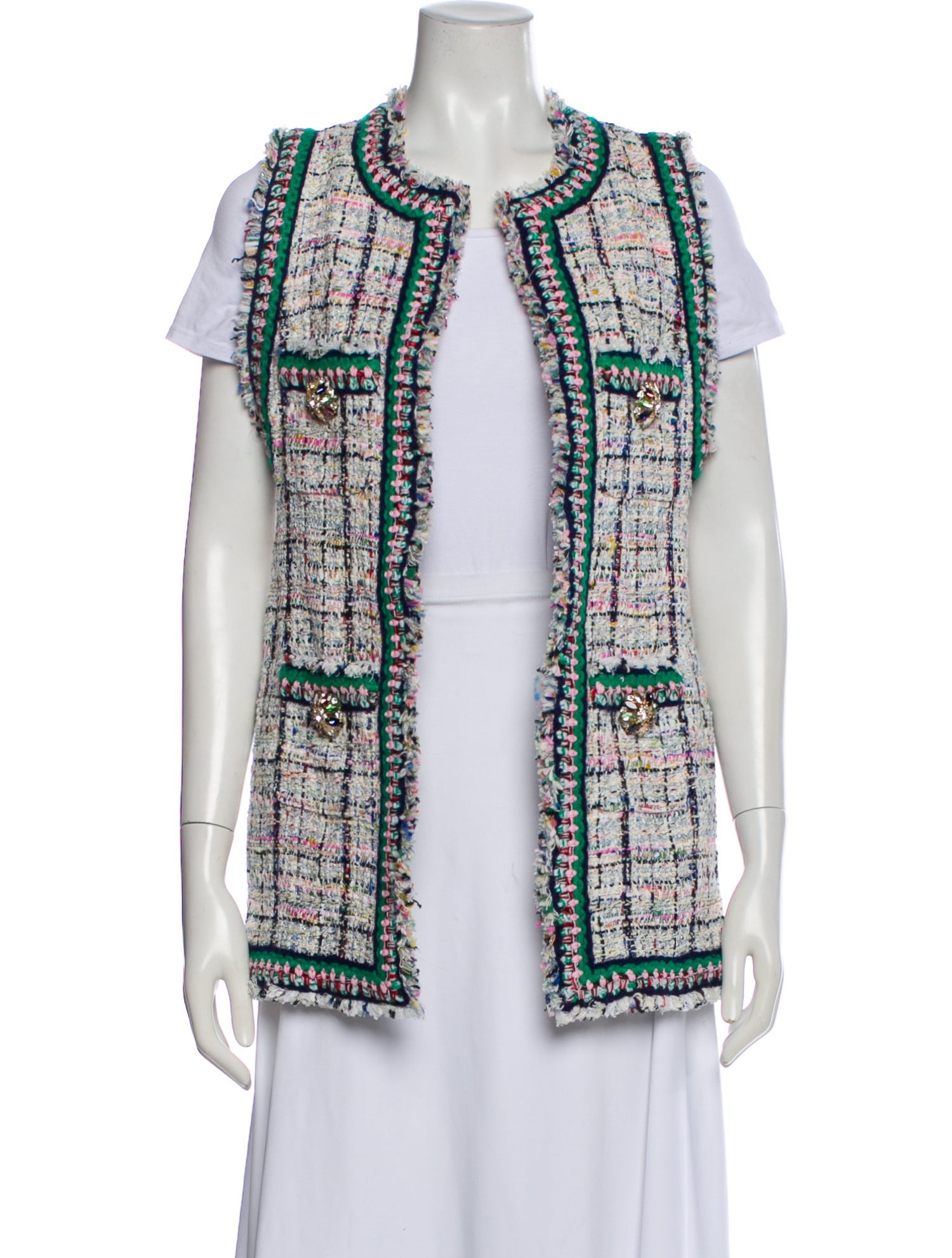 Edward Achour Tweed Pattern Vest w/ Tags