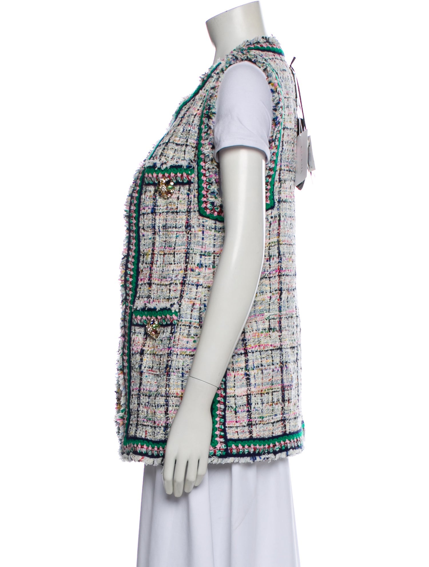 Edward Achour Tweed Pattern Vest w/ Tags