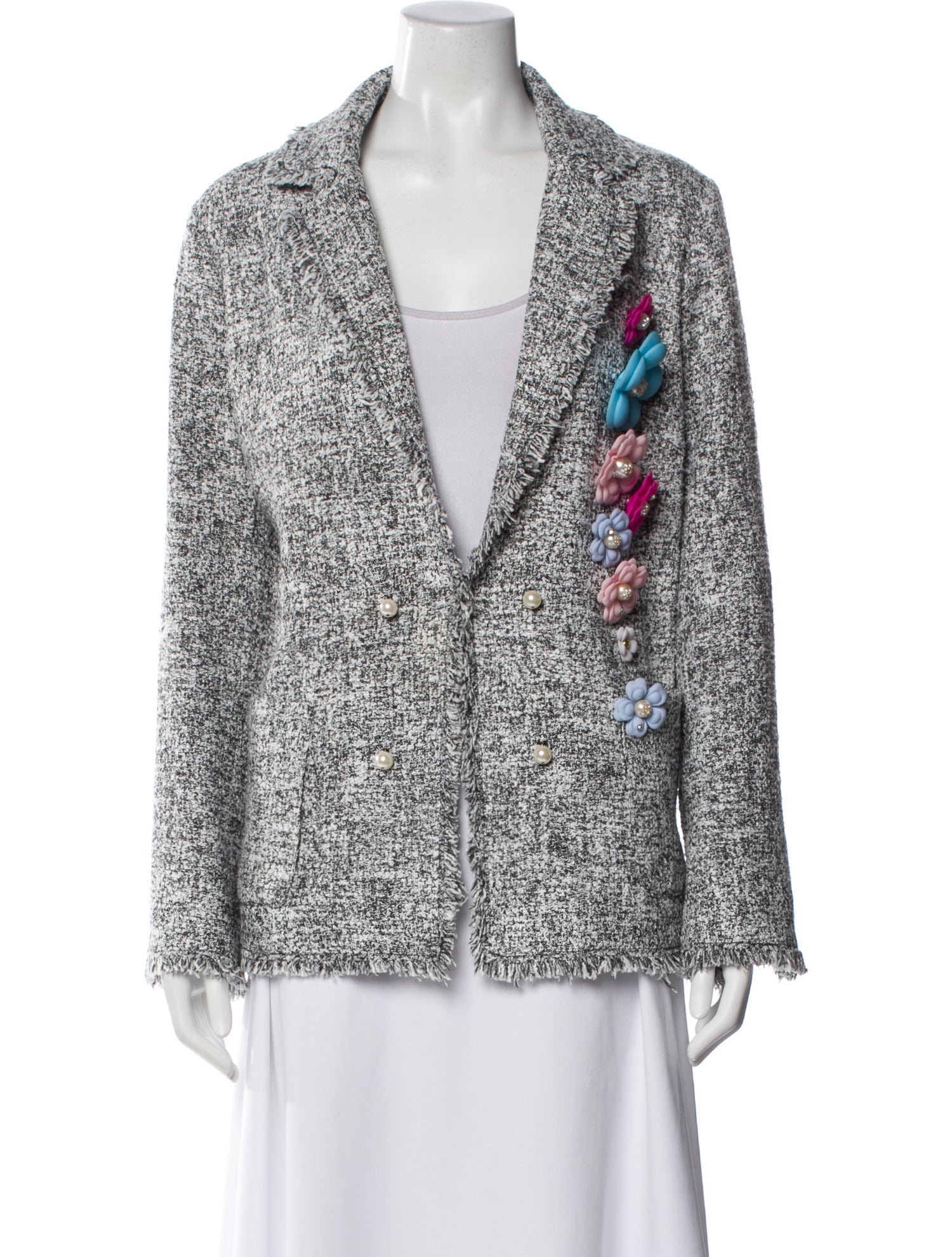 Edward Achour Tweed Printed Blazer