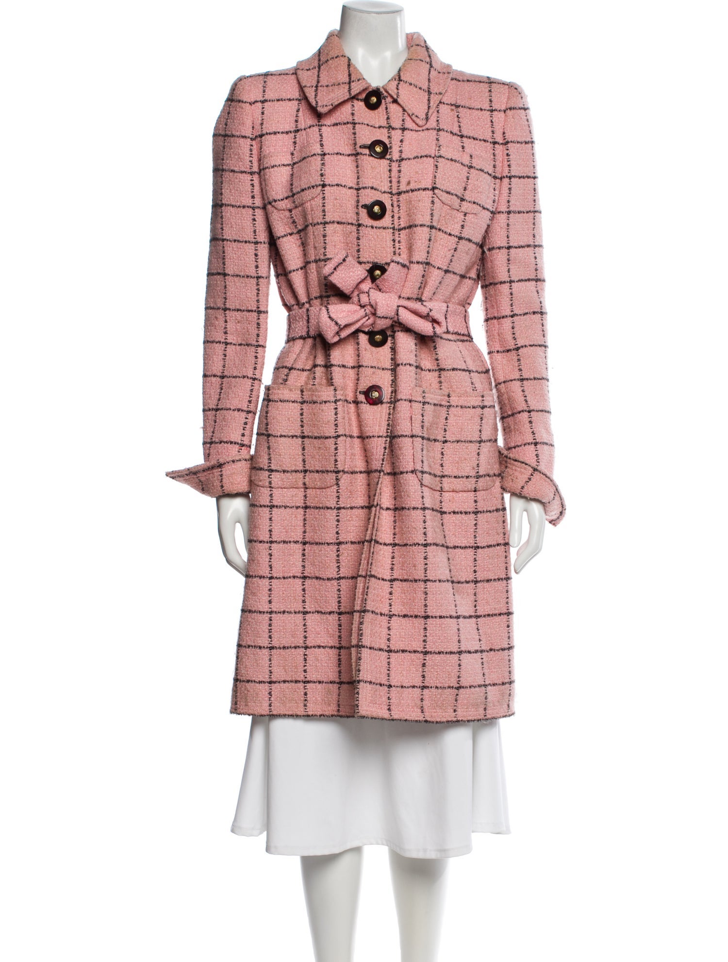 Edward Achour Plaid Print Trench Coat