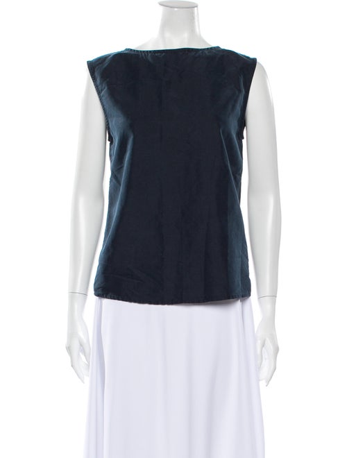 Jesse Kamm Bateau Neckline Sleeveless Top Blue