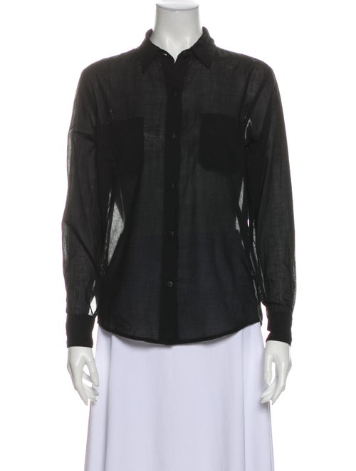 Jesse Kamm Long Sleeve Button-Up Top Black