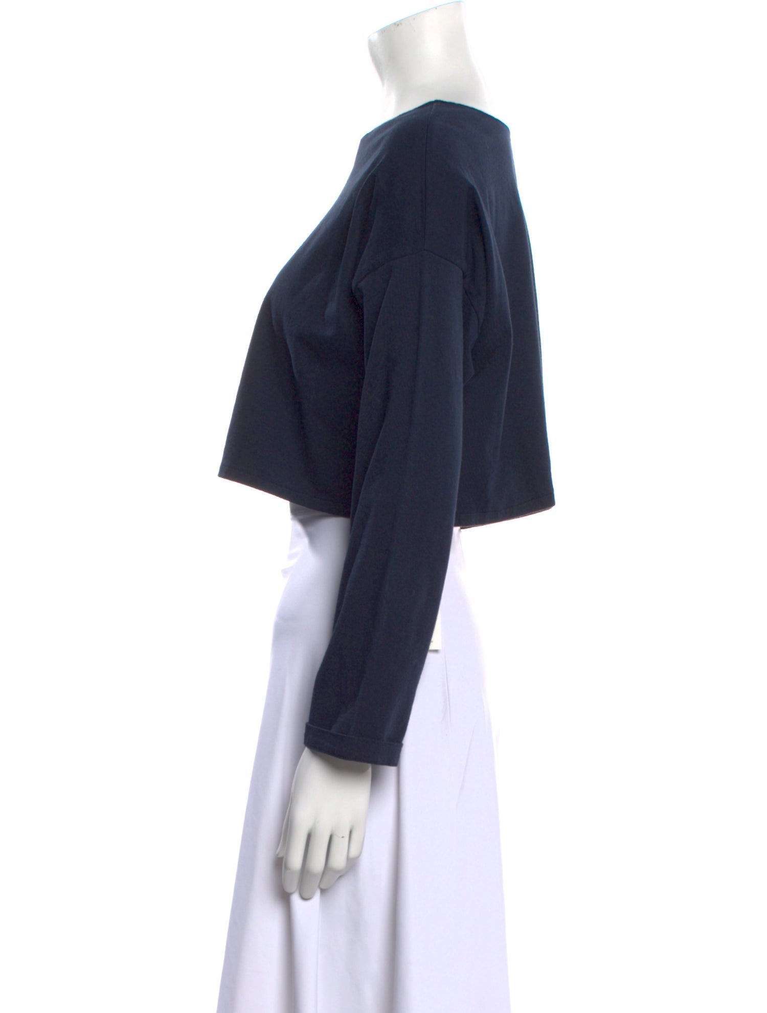 Jesse Kamm Bateau Neckline Long Sleeve Crop Top