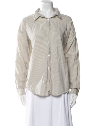 Jesse Kamm Striped Long Sleeve Button-Up Top