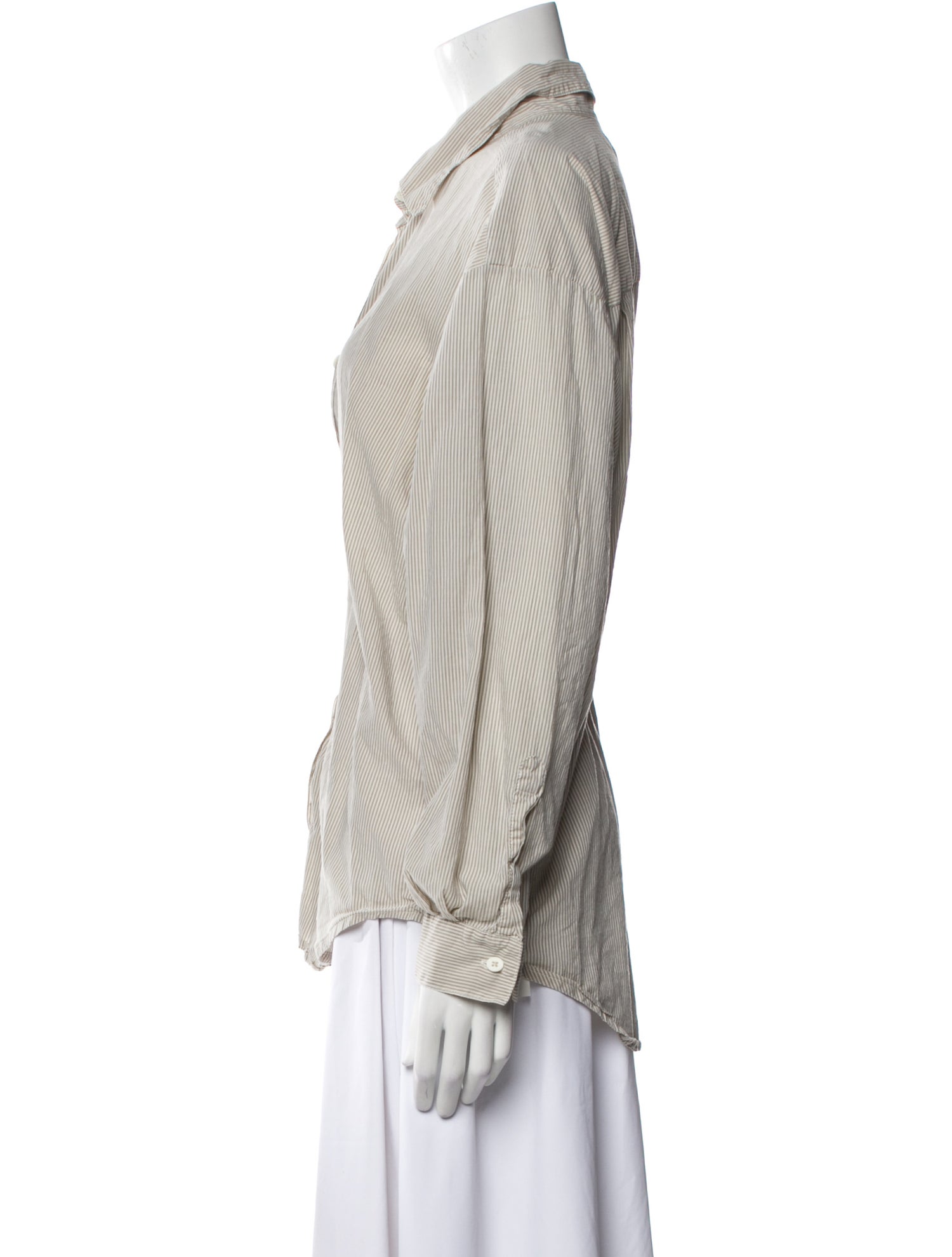 Jesse Kamm Striped Long Sleeve Button-Up Top