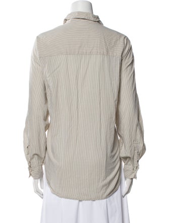 Jesse Kamm Striped Long Sleeve Button-Up Top