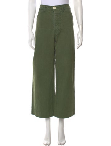 Pre-owned Jesse Kamm Wide Leg Pants In Green