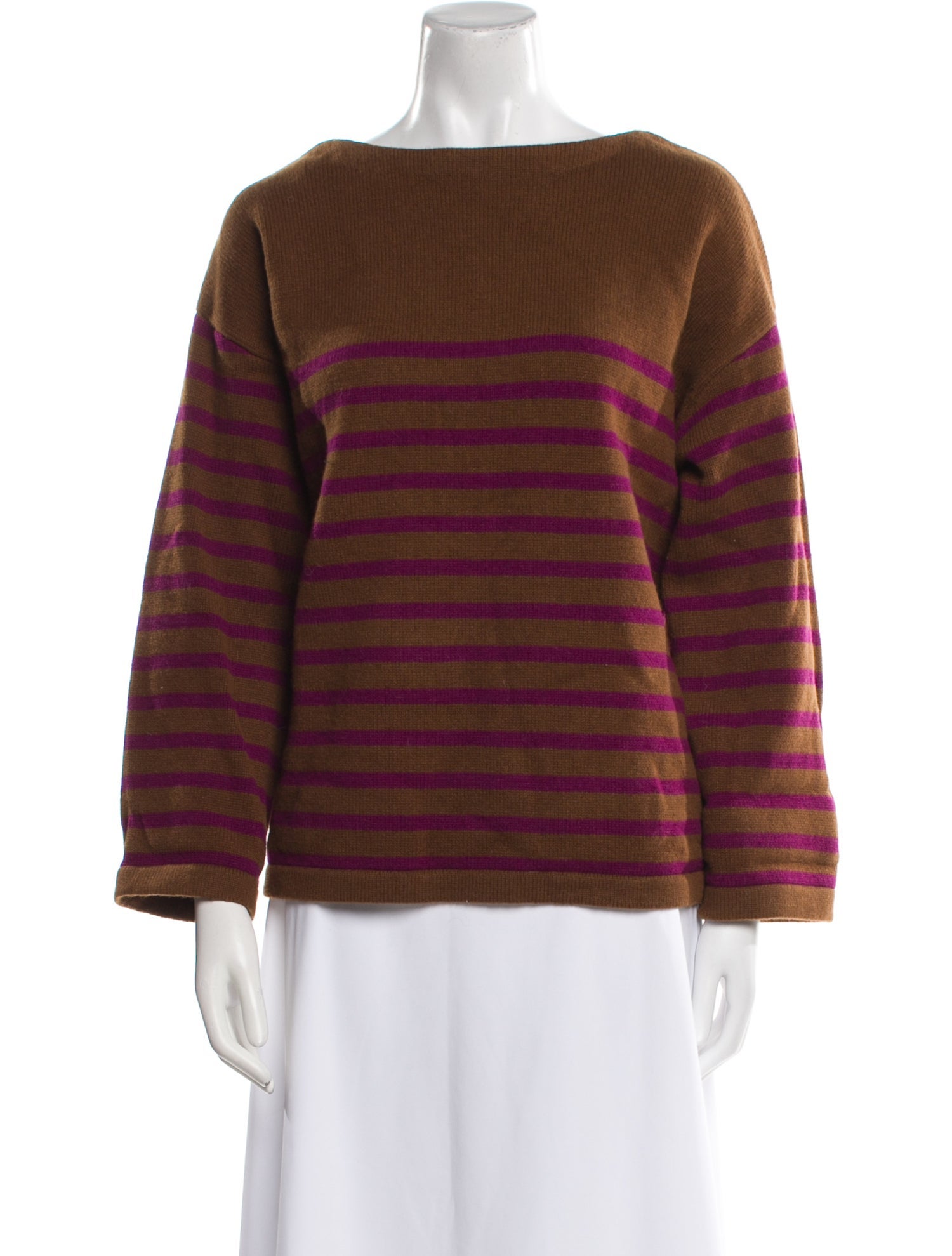 Demylee Striped Bateau Neckline Sweater