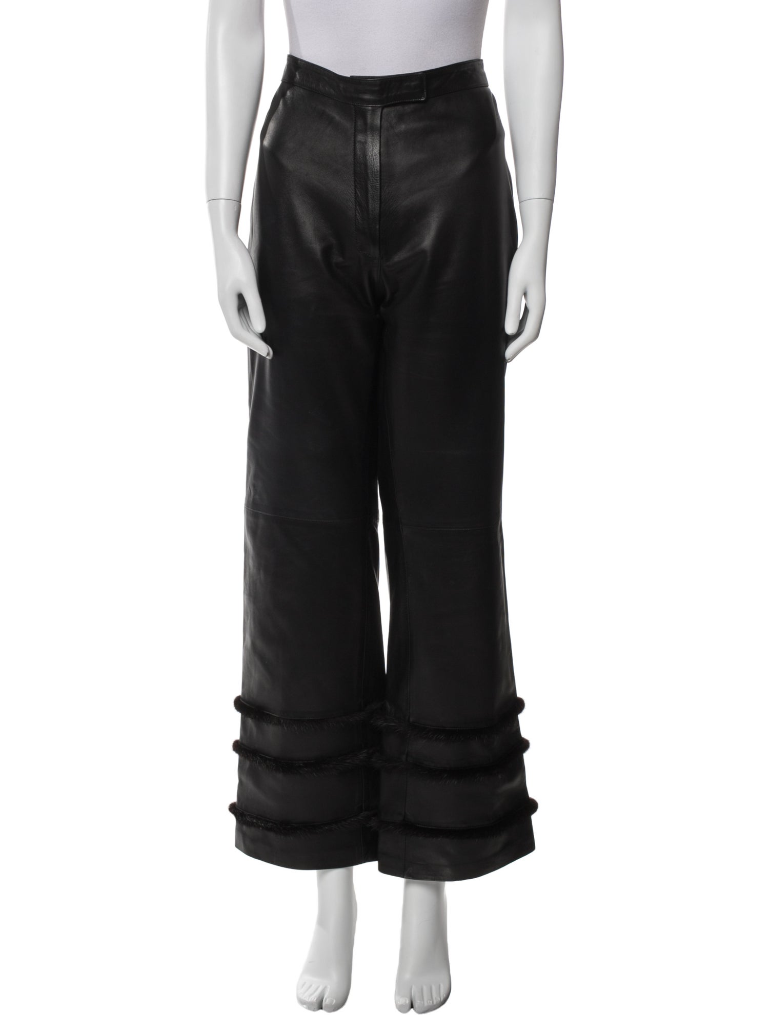 Estrella G. Lamb Leather Wide Leg Pants