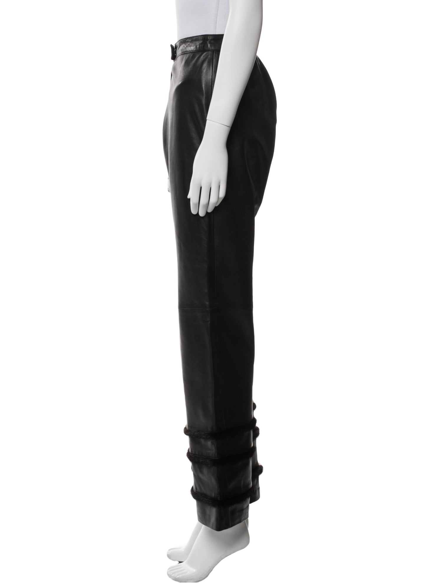 Estrella G. Lamb Leather Wide Leg Pants