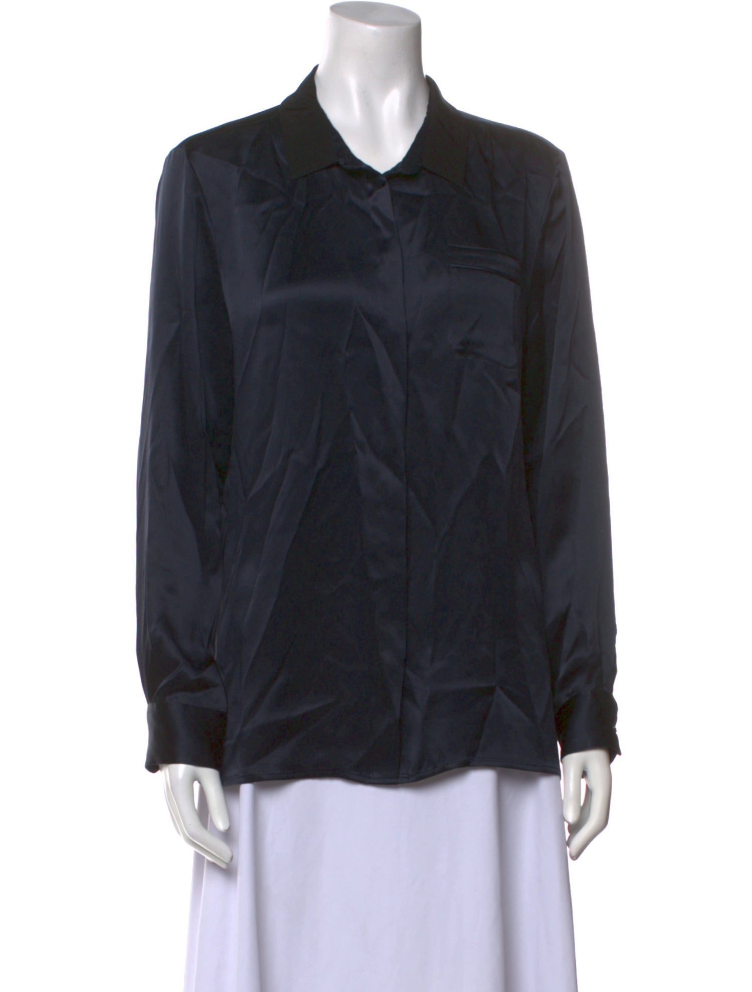 Eres Silk Long Sleeve Button-Up Top