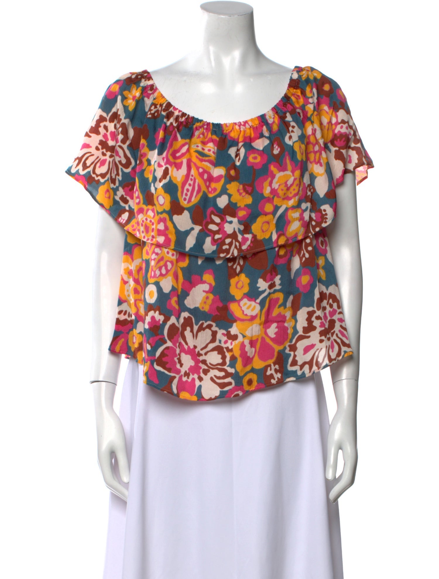 Eres Floral Print Scoop Neck Blouse