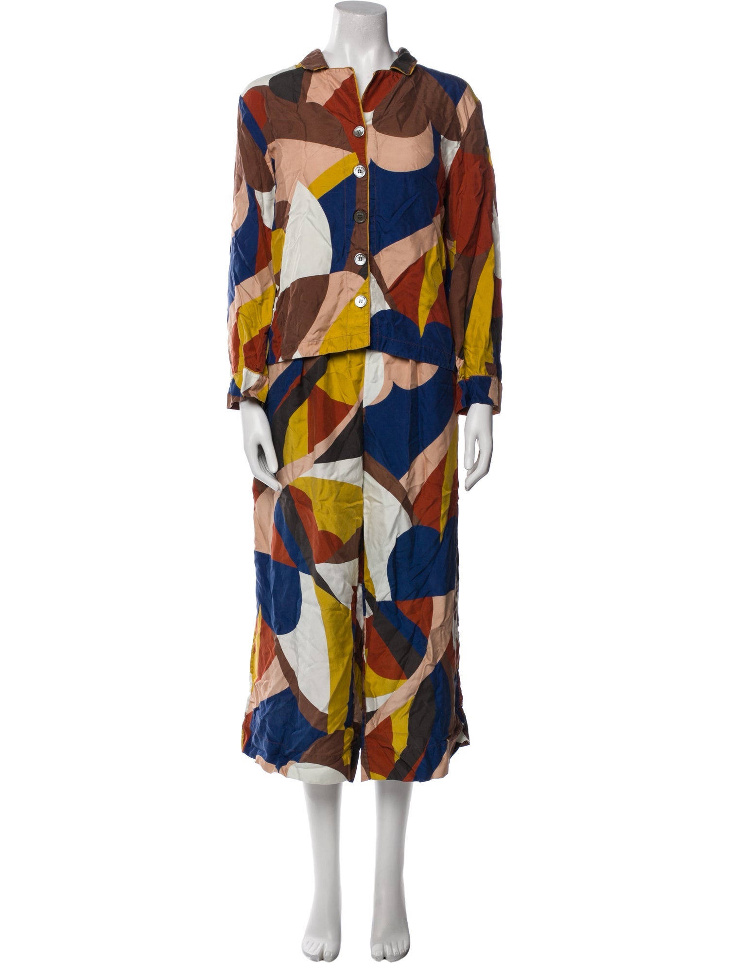 Eres Silk Colorblock Pattern Pant Set