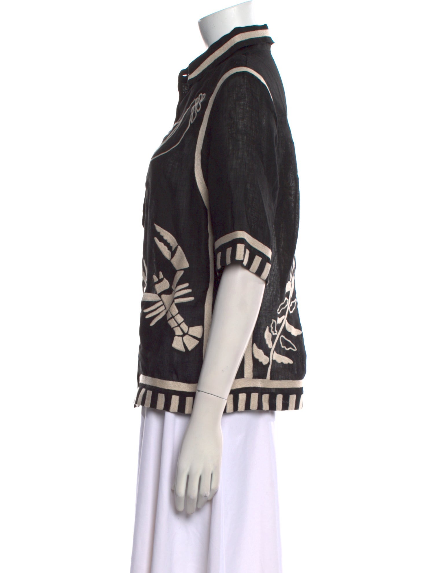 Eres Linen Printed Button-Up Top