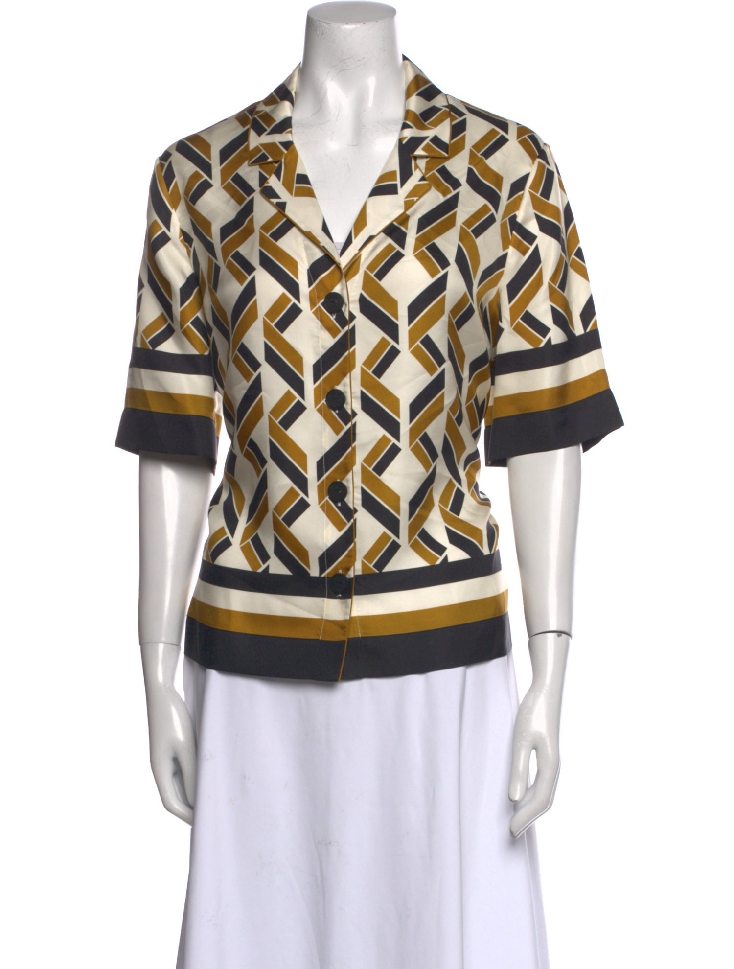 Eres Silk Printed Button-Up Top