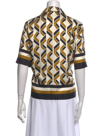 Eres Silk Printed Button-Up Top