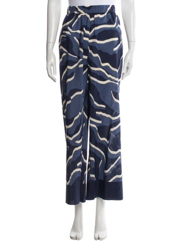 Pre-owned Eres Printed Wide Leg Pants In Blue