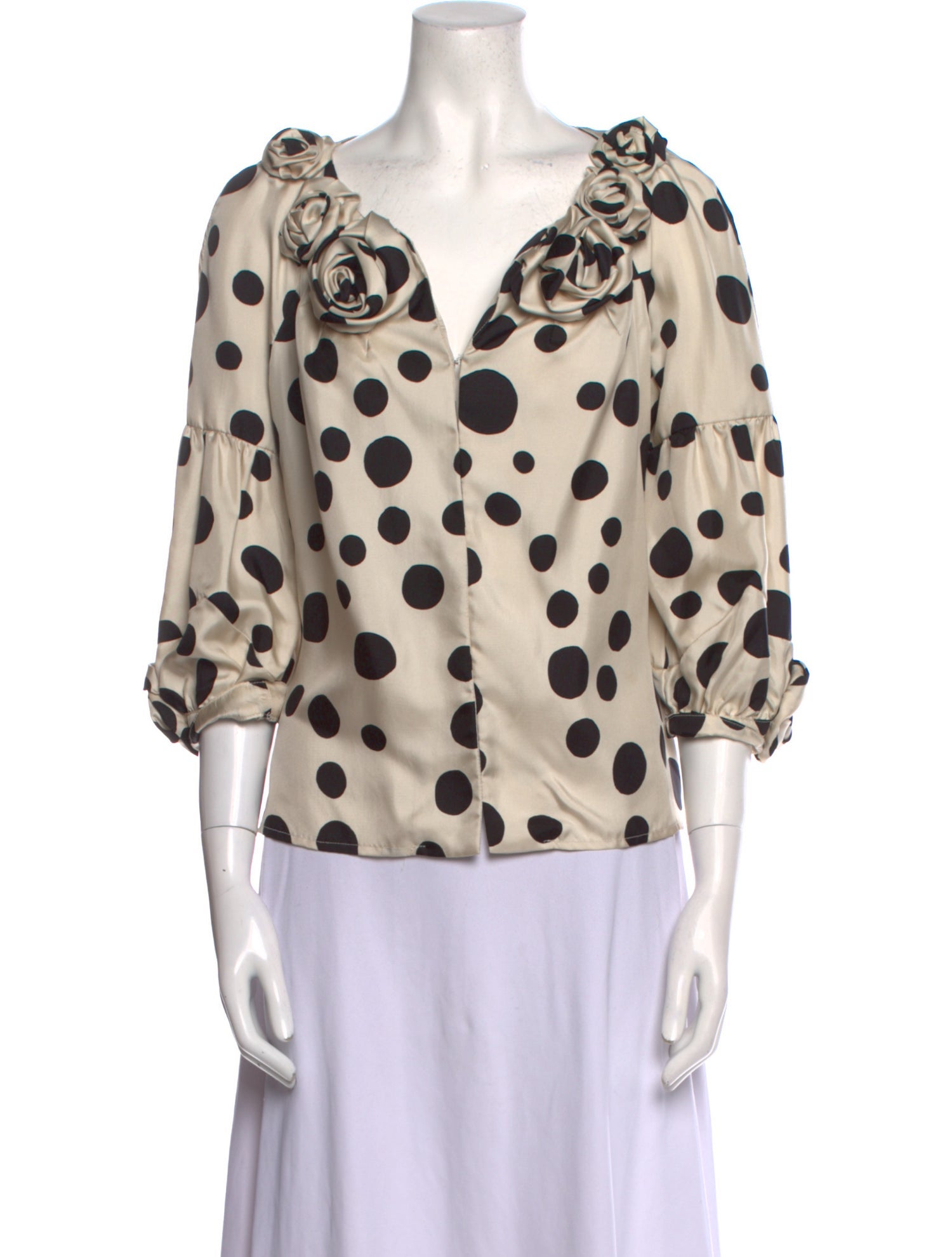 Easton Pearson Silk Polka Dot Print Blouse