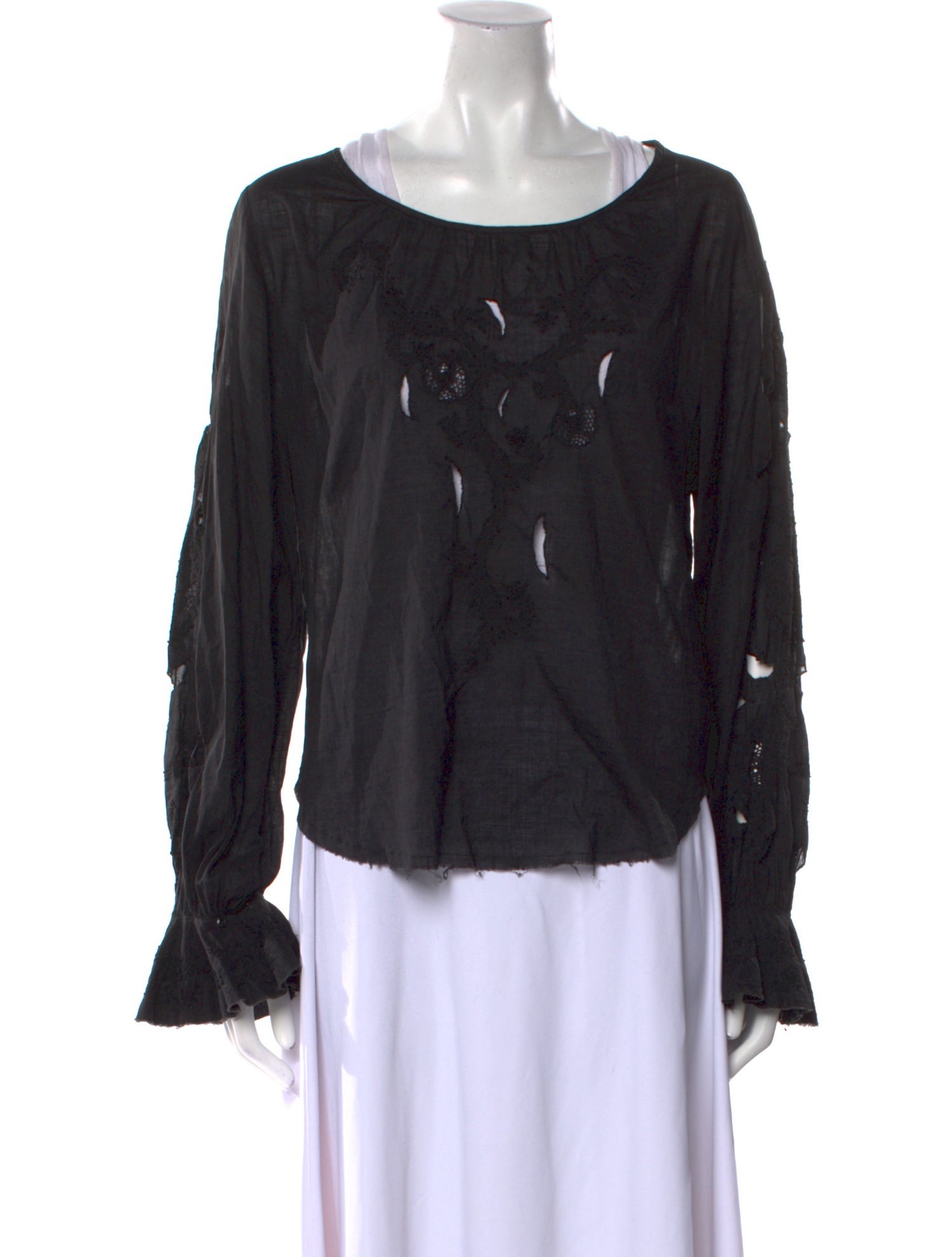 Easton Pearson Scoop Neck Long Sleeve Blouse