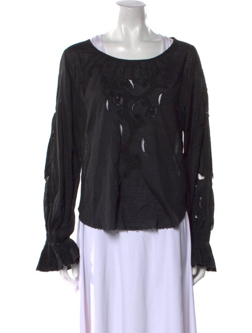 Easton Pearson Scoop Neck Long Sleeve Blouse