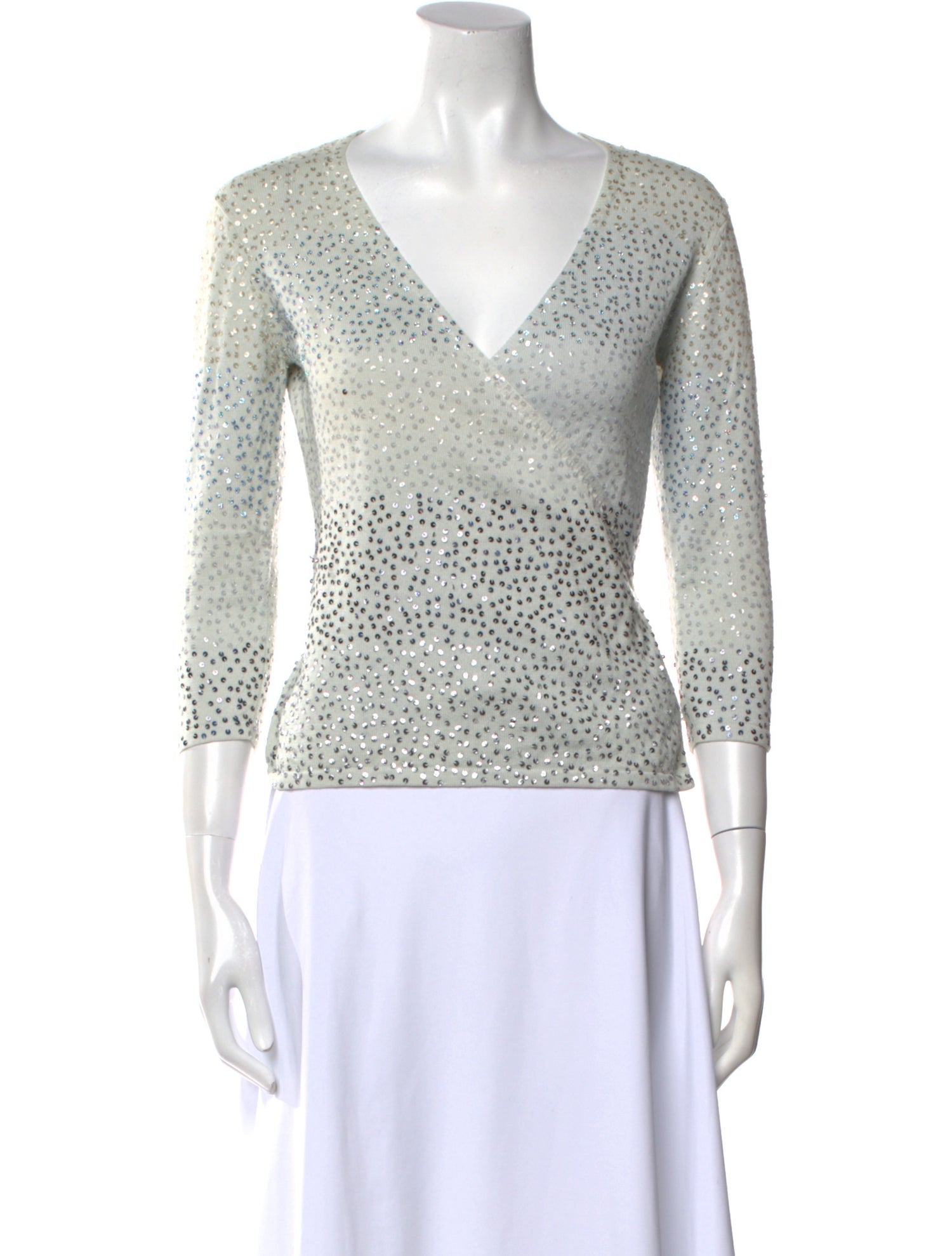 Easton Pearson Polka Dot Print V-Neck Crop Top